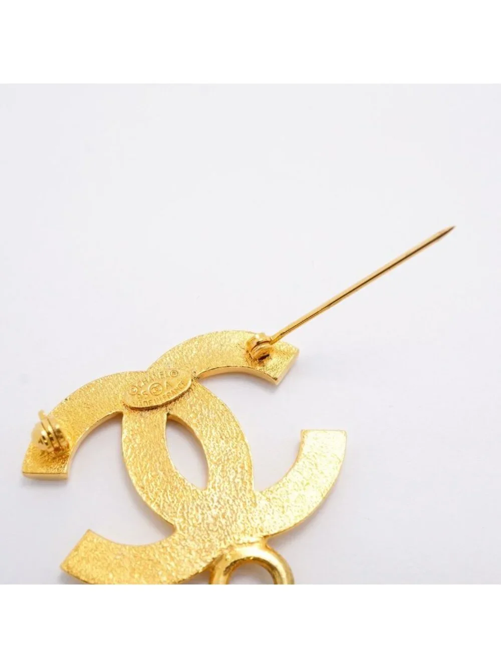 Chanel Brooch Vintage CC Logo Round Circle Gold Plated
